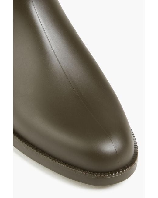 Sergio Rossi Brown Buckled Rubber Rain Boots