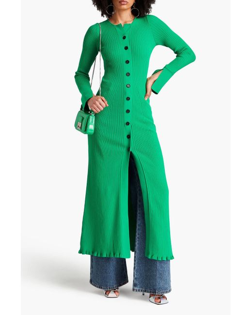 Philosophy Di Lorenzo Serafini Green Ribbed-knit Midi Dress