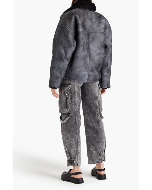 Sandro Black Oversized Shearling Jacket