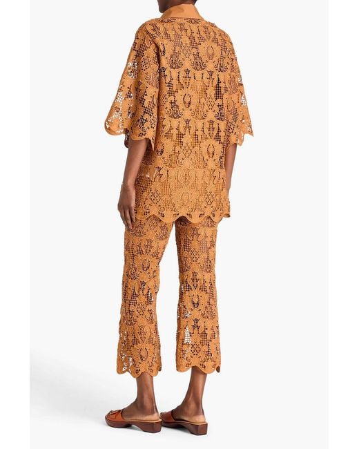 Zimmermann Orange Macramé Lace Tunic