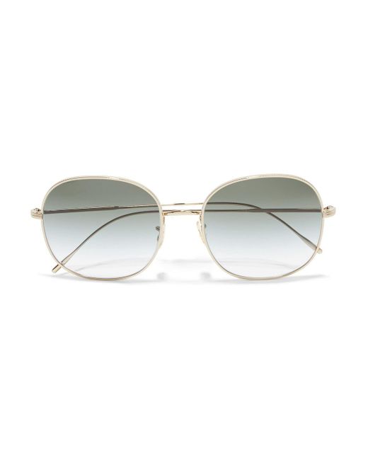 Oliver Peoples Gray Mehrie Square-frame Gold-tone Sunglasses