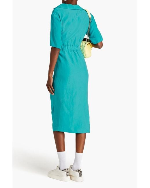 Sandro Blue Midikleid aus webstoff mit flammgarneffekt und wickeleffekt