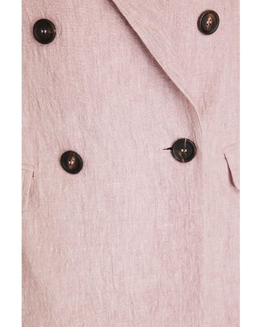Brunello Cucinelli Pink Double-breasted Linen Blazer