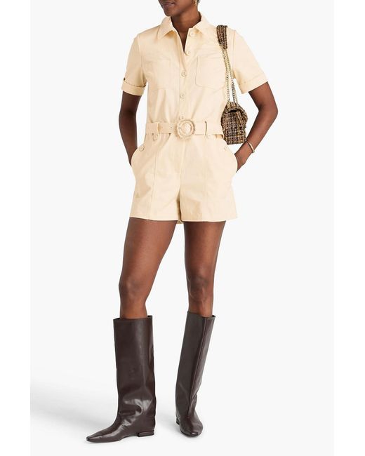 Claudie Pierlot Natural Belted Cotton-twill Playsuit
