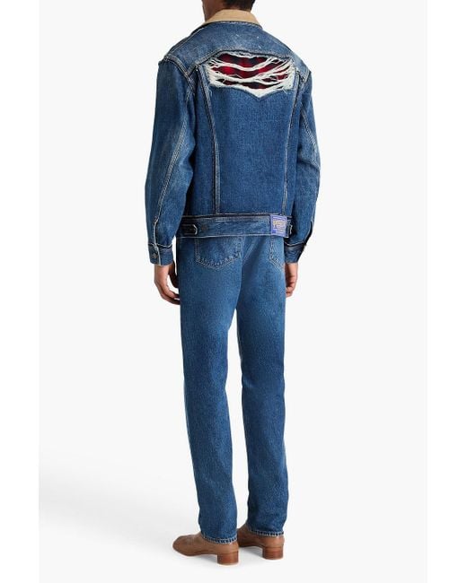 Maison Margiela Blue Pendleton Distressed Denim Jacket for men
