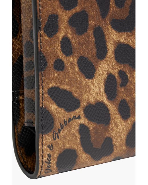 Dolce & Gabbana Brown Leopard-print Pebbled-leather Phone Bag