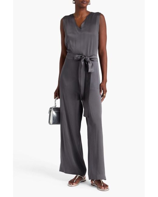Max Mara Gray Jumpsuit aus satin mit gürtel