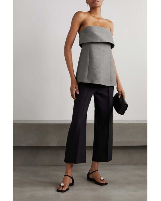 TOTEME Strapless Sateen Top in Gray | Lyst