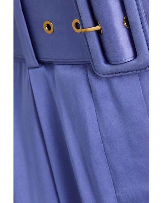 Zimmermann Purple Belted Washed-Silk Wide-Leg Pants