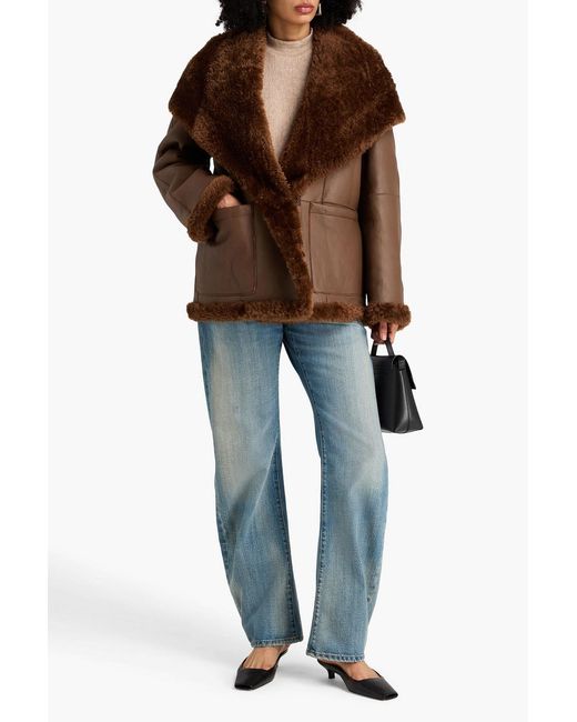 Vince Brown Leather Hooded Jacket