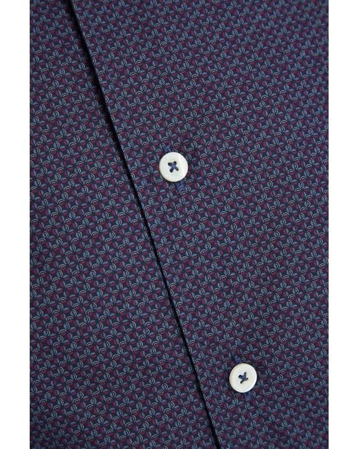 Canali Hemd aus baumwollpopeline mit print in Blue für Herren