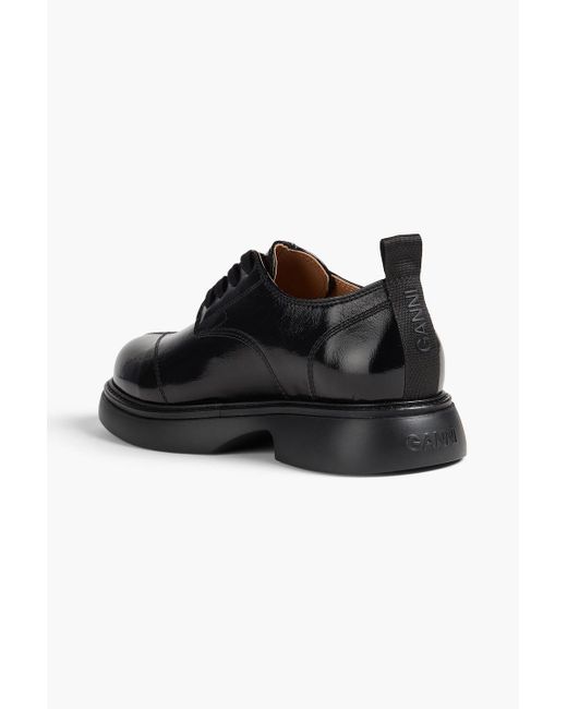 Ganni Black Glossed Brogues