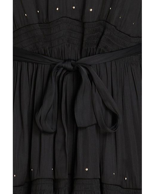 Maje Black Rinode Studded Satin Mini Dress