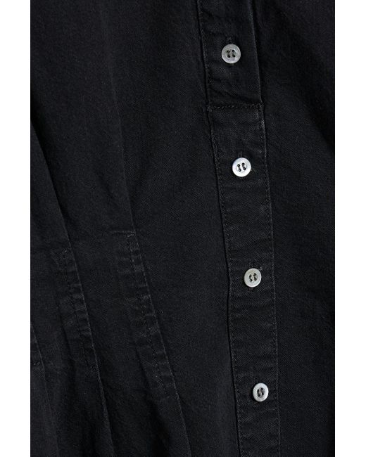 Jonathan Simkhai Black Ciara Pleated Denim Mini Shirt Dress