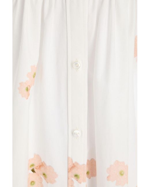 Erdem White Floral-Print Cotton-Poplin Midi Shirt Dress