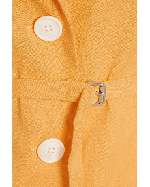 10 Crosby Derek Lam Orange Belted Linen-blend Blazer
