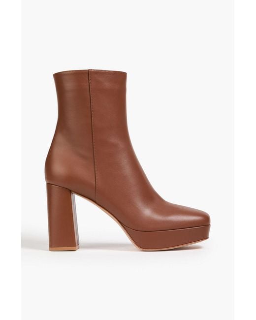 Gianvito Rossi Brown Daisen Leather Platform Ankle Boots