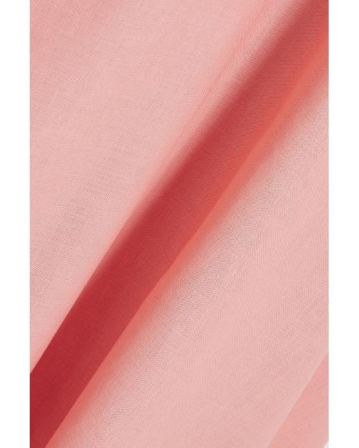 Mikael Aghal Pink Cotton And Linen-Blend Midi Dress