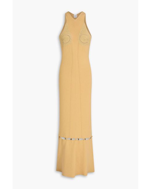 Nanushka Metallic Seya Crochet-Trimmed Cotton-Blend Maxi Dress