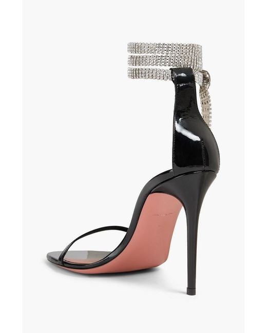 AMINA MUADDI White Giorgia Crystal-Embellished Patent-Leather Sandals