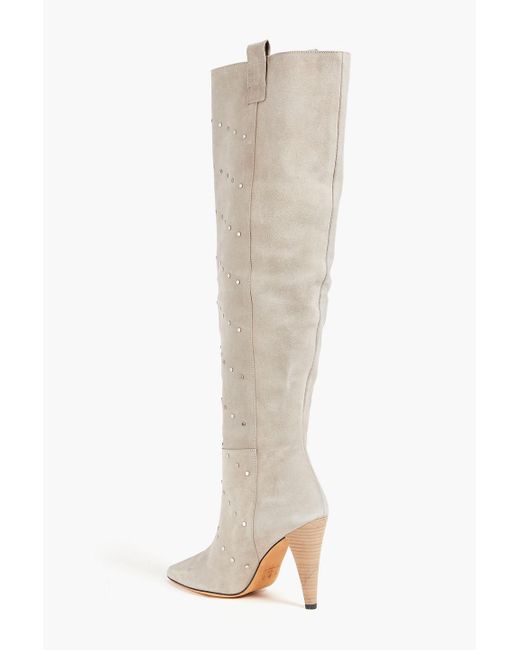 IRO White Elgow Studded Suede Over-the-knee Boots