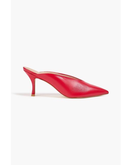 Stuart Weitzman Red Lulah Leather Mules
