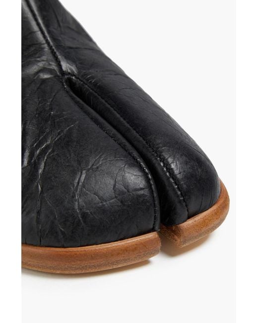 Maison Margiela Black Tabi Split-toe Crinkled Faux Leather Boots for men