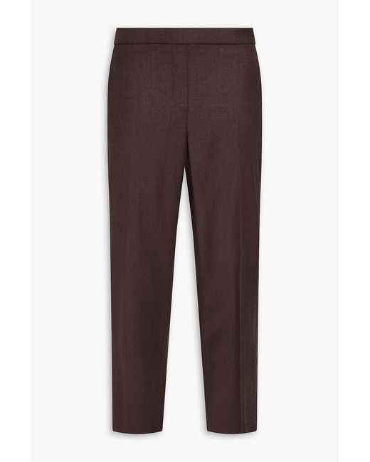 Theory Brown Treeca Cropped Wool-flannel Tapered Pants