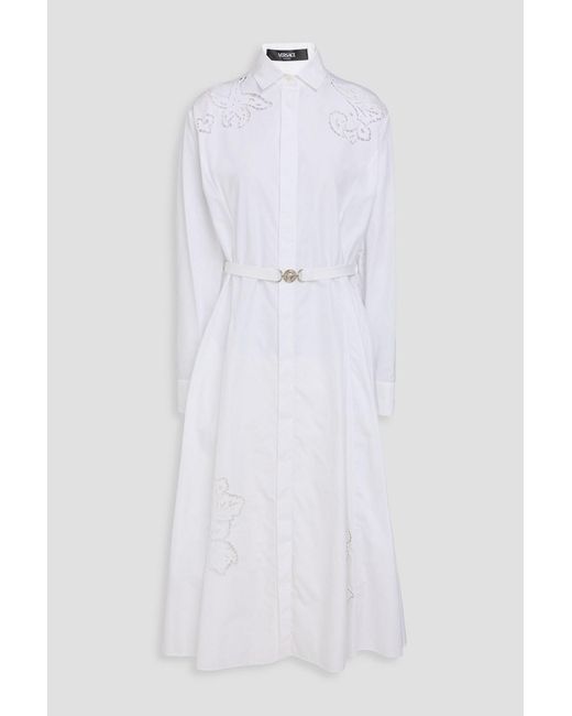 Versace White Cotton-Poplin Midi Shirt Dress