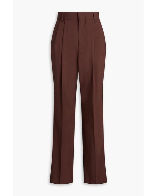 ARMARIUM Brown Celia Pleated Wool Straight-leg Pants