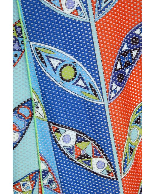 Emilio Pucci Blue Printed Mesh Maxi Dress