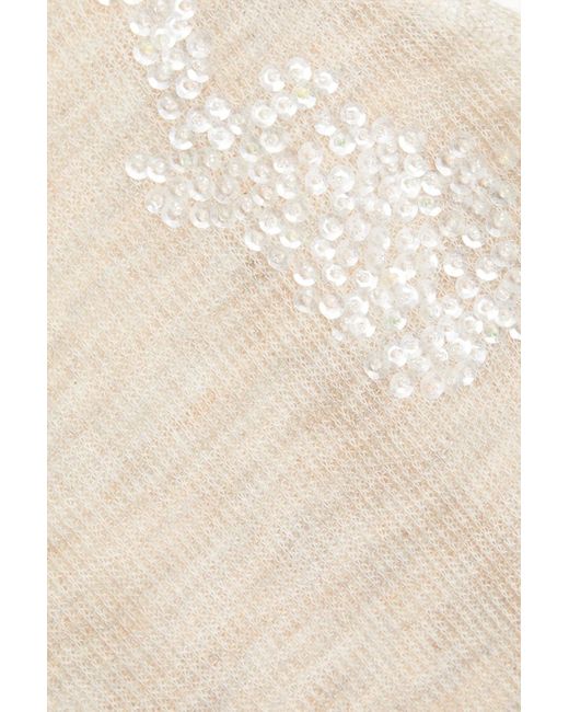 16Arlington White Tania Embellished Ribbed-knit Top