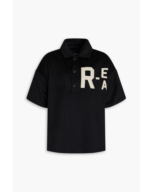 Emporio Armani Black Embroidered Wool-blend Felt Shirt for men