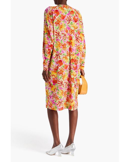 Dries Van Noten Orange Floral-print Jersey Dress