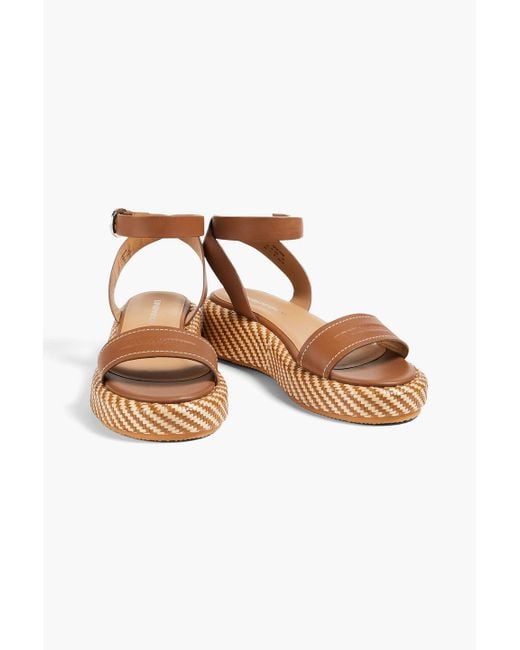 Emporio Armani Brown Leather Platform Sandals