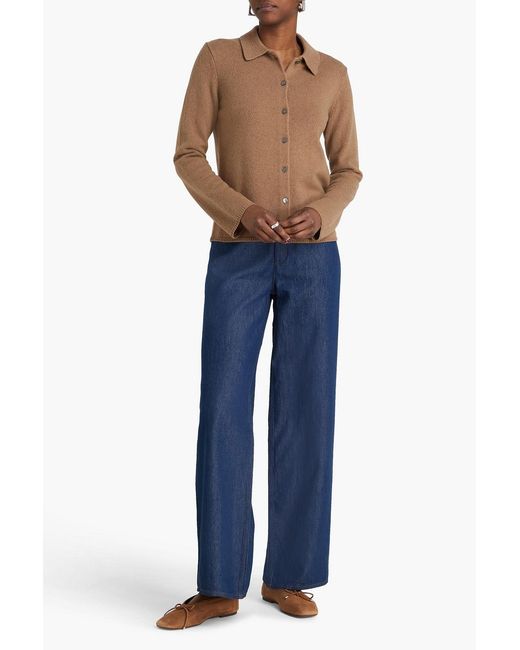 Theory Brown Cashmere And Wool-blend Cardigan
