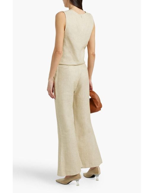By Malene Birger Natural Caras Linen-Blend Canvas Flared Pants