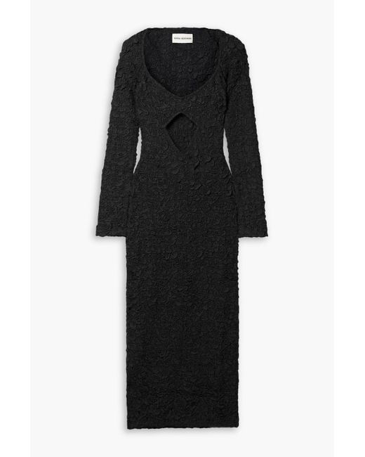 Mara Hoffman Black Dione Cutout Tm Modal Popcorn Jersey Midi Dress