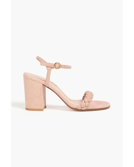Gianvito Rossi Pink Woven Leather And Suede Sandals