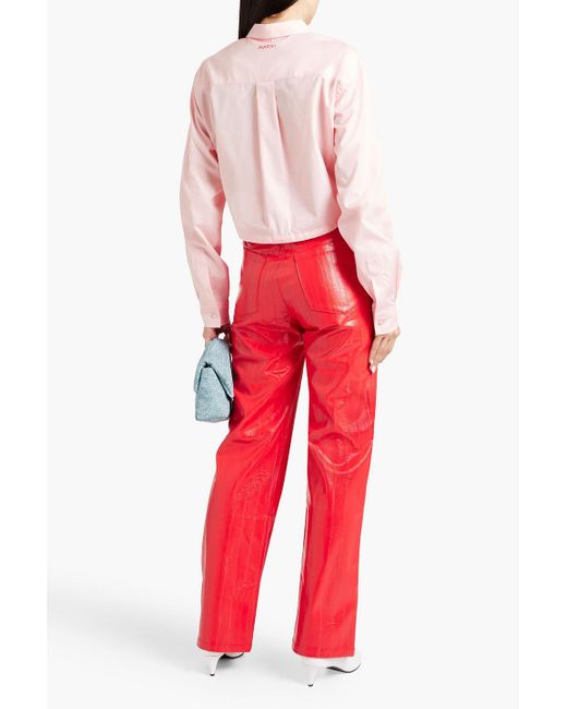 Marni Pink Cropped Cotton-poplin Shirt