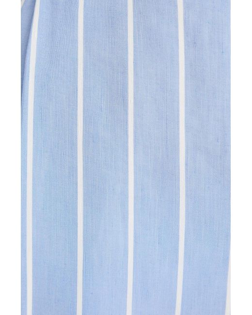 Vince Blue Pleated Striped Woven Wide-leg Pants