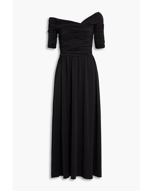 Altuzarra Black Charlotte Off-The-Shoulder Ruched Stretch-Jersey Maxi Dress