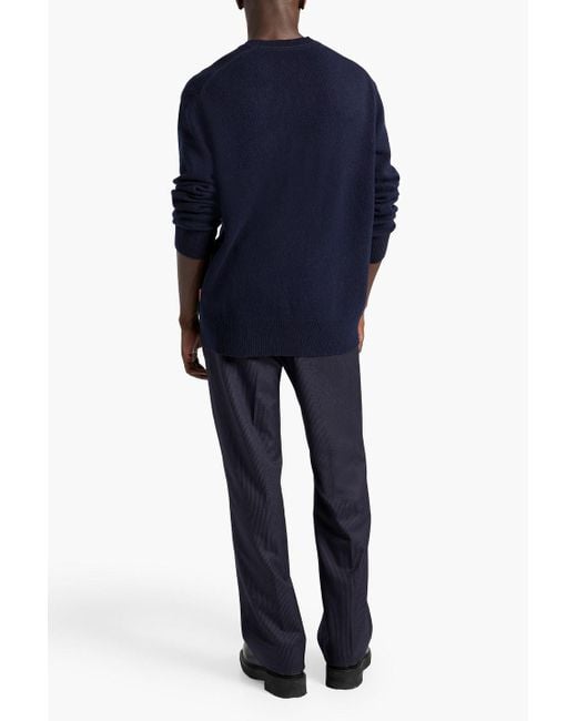 Acne Blue Pinstriped Wool Pants for men
