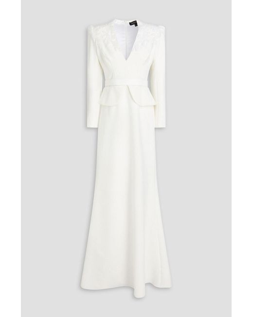 Jenny Packham White Night Flowering Embellished Crepe Gown