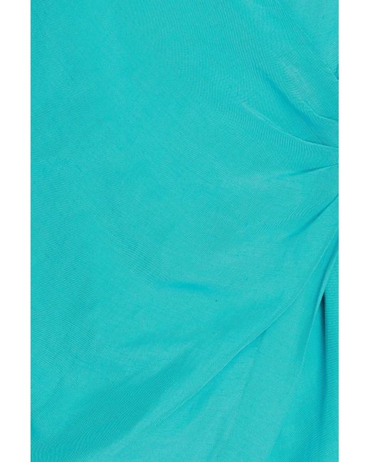 Sandro Blue Clarence Wrap-effect Slub Woven Midi Dress