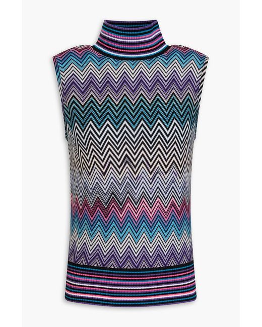 Missoni Blue Wool Turtleneck Top