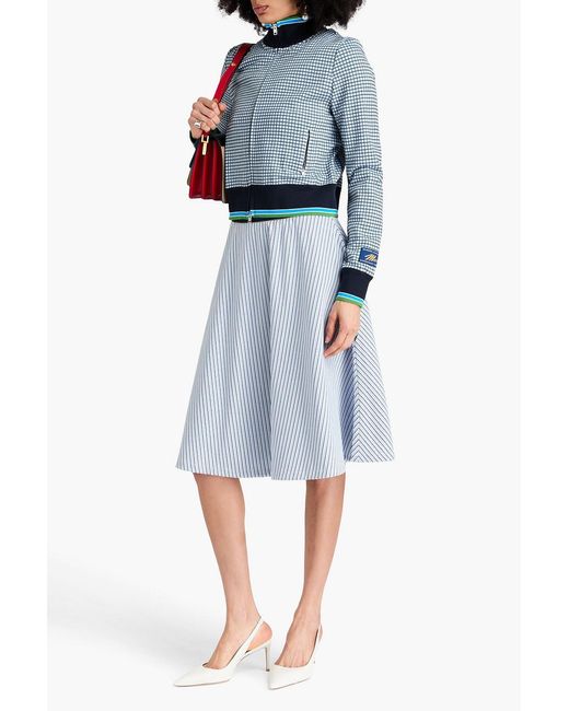 Marni Blue Checked Jacquard-Knit Track Jacket