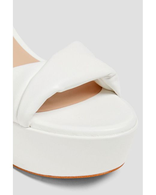 Stuart Weitzman White Twisted Leather Platform Sandals