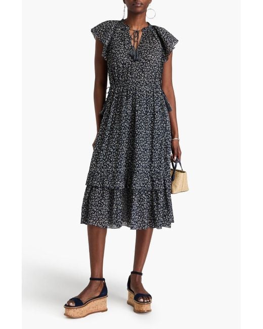 Ulla Johnson Gray Anja Ruffled Floral-print Cotton-crepon Midi Dress