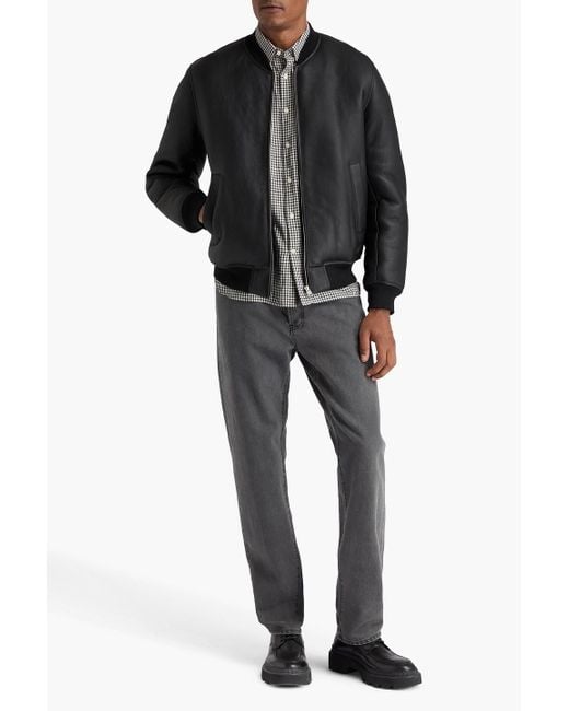 Sandro Black Shearling Bomber Jacket for men